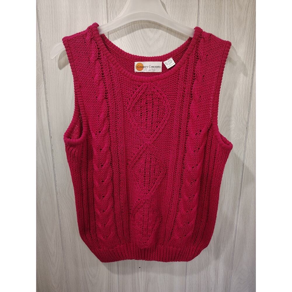 Vintage Country Concepts Cable Knit Sweater Vest Pink Korea Size L